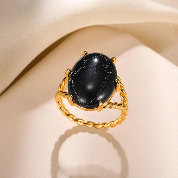 Bague pierre noire gaia