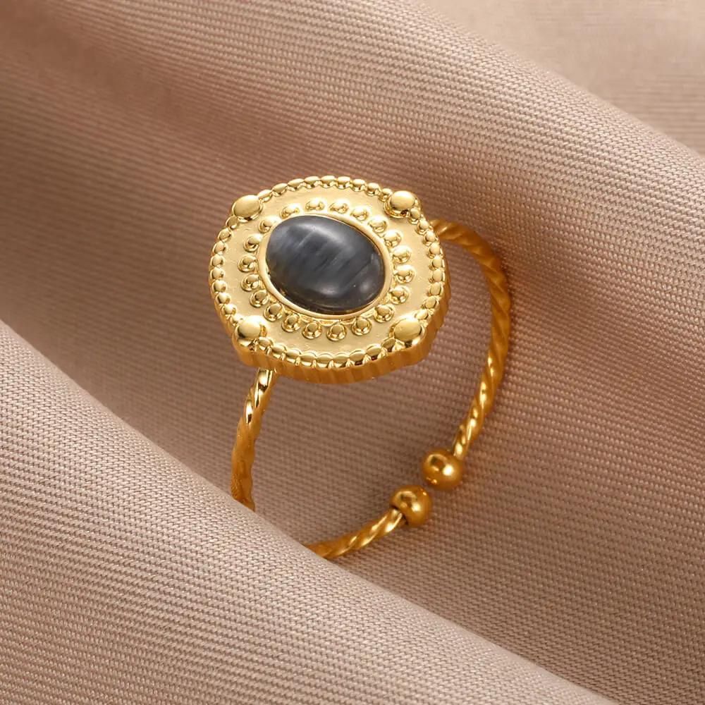 bague pierre noire viviana