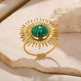 bague pierre verte fleur vittoria